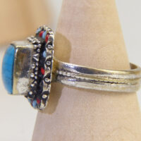 Navajo Turquoise Coral Ring 3