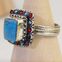 Navajo Turquoise Coral Ring 4