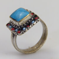 Navajo Turquoise Coral Ring 9