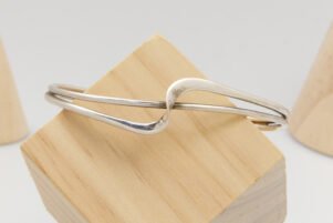 Hallmarked Modernist Silver Bangle Cuff 1977 Vintage 9