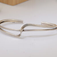 Hallmarked Modernist Silver Bangle Cuff 1977 Vintage 4