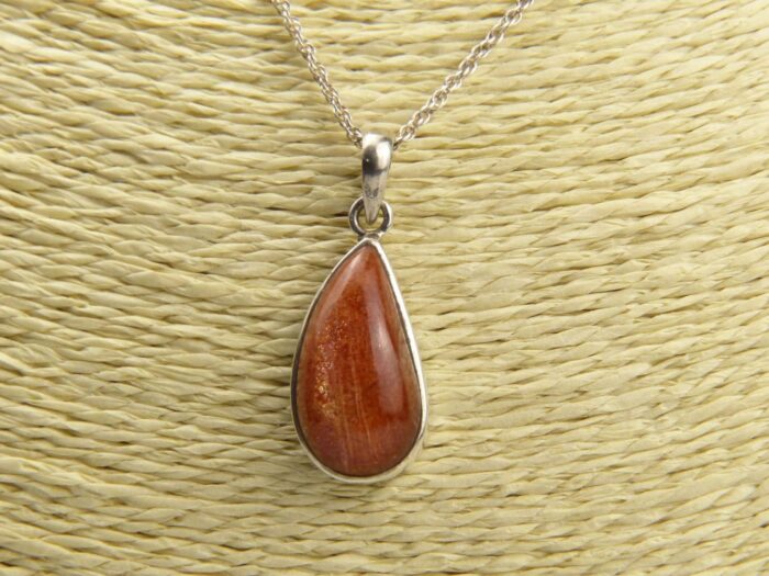 Sunstone plagioclase feldspar silver pendant 1
