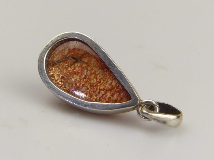 Sunstone plagioclase feldspar silver pendant 6
