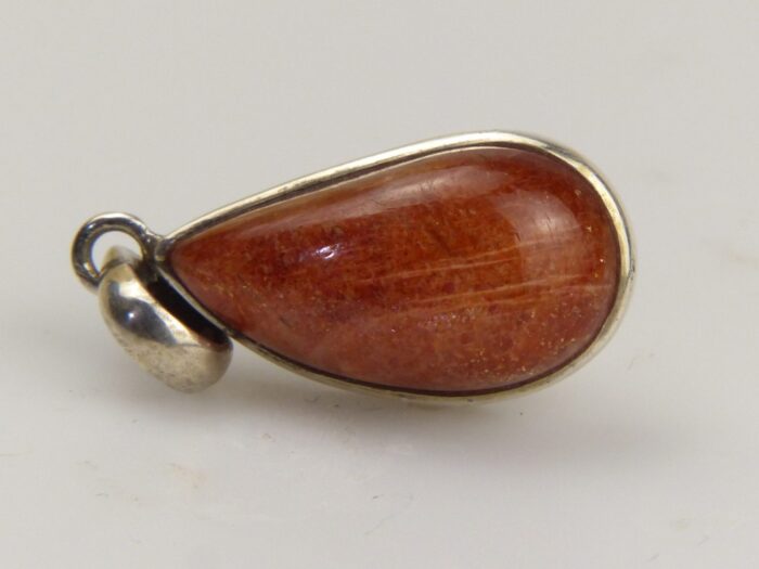 Sunstone plagioclase feldspar silver pendant 7