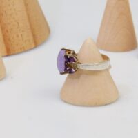 Vintage Silver Ring Lavender Amethyst Cabachon 3