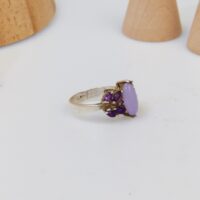 Vintage Silver Ring Lavender Amethyst Cabachon 8