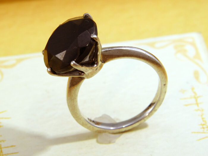 Vintage Smoky Quartz Cocktail Ring Silver Ring 2