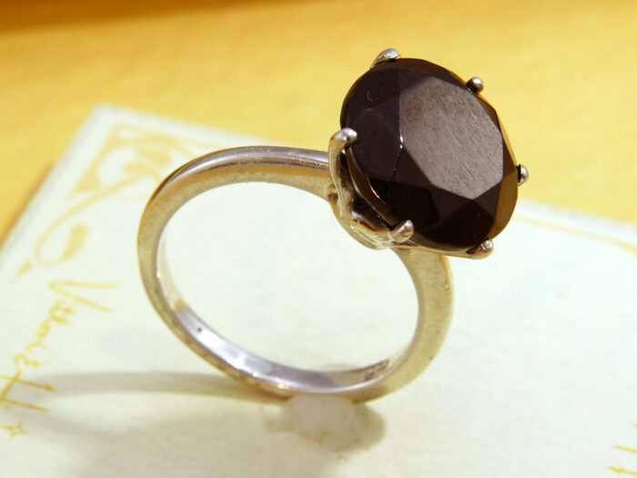 Vintage Smoky Quartz Cocktail Ring Silver Ring 4