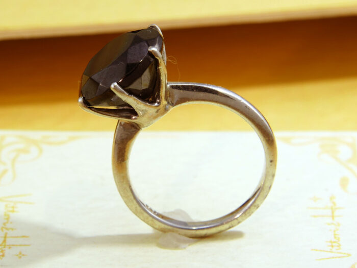 Vintage Smoky Quartz Cocktail Ring Silver Ring 5 Vintage Smoky Quartz Cocktail Ring Silver Ring 5