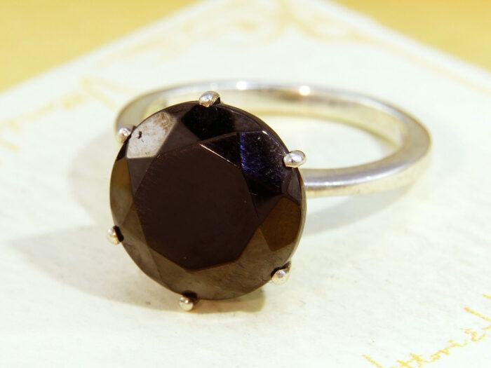 Vintage Smoky Quartz Cocktail Ring Silver Ring 6