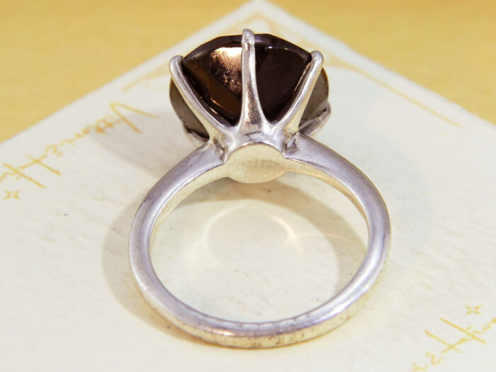 Vintage Smoky Quartz Cocktail Ring Silver Ring 8