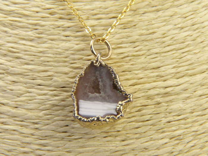 2 Gold Agate Crystal Pendant