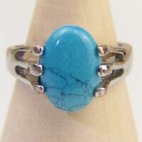 Vintage Howlite Rhodium Silver Ring 2