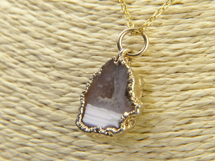 3 Gold Agate Crystal Pendant