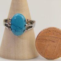 Vintage Howlite Rhodium Silver Ring 5