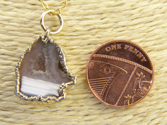 6 Gold Agate Crystal Pendant