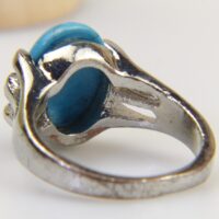 Vintage Howlite Rhodium Silver Ring 6