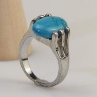 Vintage Howlite Rhodium Silver Ring 7