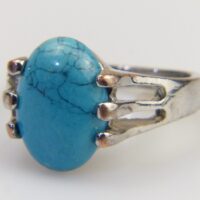 Vintage Howlite Rhodium Silver Ring 8