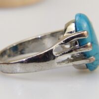 Vintage Howlite Rhodium Silver Ring 9