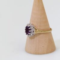 9k 9ct gold vintage ring amethyst diamond halo 3