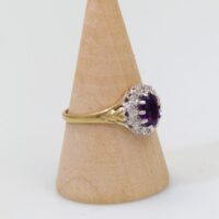 9k 9ct gold vintage ring amethyst diamond halo 5