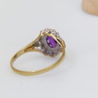 9k 9ct gold vintage ring amethyst diamond halo 9