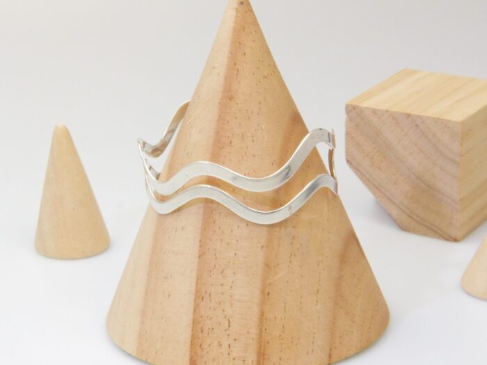 Large silver cuff bangle wavy hallmarked 2