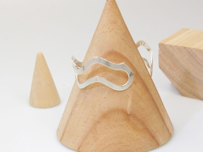 Large silver cuff bangle wavy hallmarked 3