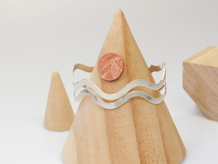 Large silver cuff bangle wavy hallmarked 4