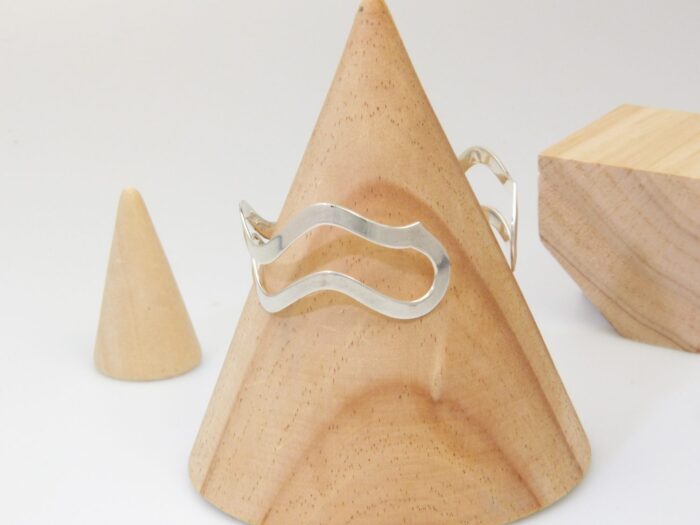 Large silver cuff bangle wavy hallmarked 5