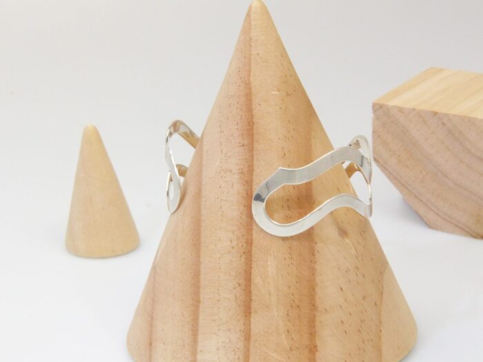 Large silver cuff bangle wavy hallmarked 6