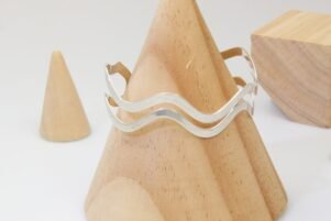 Large silver cuff bangle wavy hallmarked 7