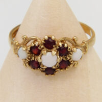 Victorian garnet opal gold ring hallmarked 1