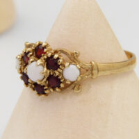 Victorian garnet opal gold ring hallmarked 2