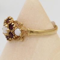 Victorian garnet opal gold ring hallmarked 3