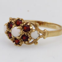 Victorian garnet opal gold ring hallmarked 5