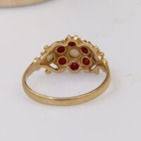 Victorian garnet opal gold ring hallmarked 6