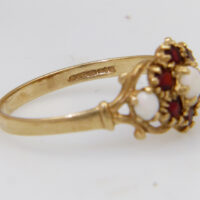 Victorian garnet opal gold ring hallmarked 7