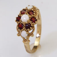 Victorian garnet opal gold ring hallmarked 9