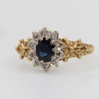 Vintage Gold Sapphire Diamond Ring 6