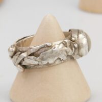 Vintage heavy silver Agate pirate ring 7