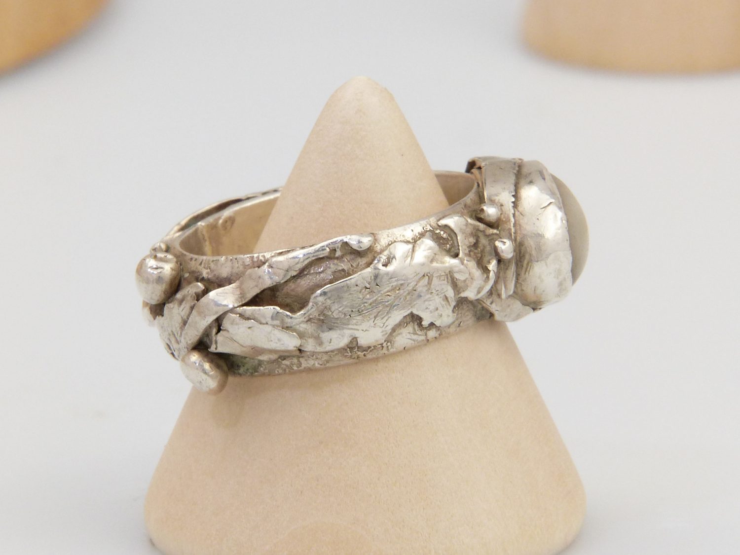 Vintage heavy silver Agate pirate ring 7