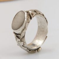 Vintage heavy silver Agate pirate ring 9