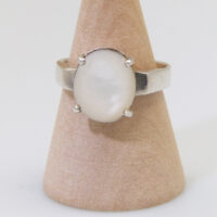 Vintage modernist moonstone silver ring