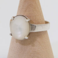 Vintage modernist moonstone silver ring 2