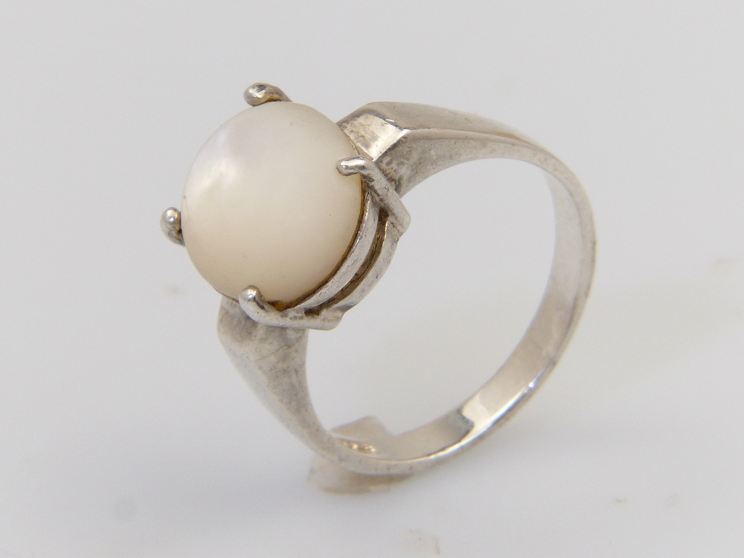 Vintage modernist moonstone silver ring 7