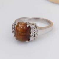 Vintage rutile quartz solid silver ring 7