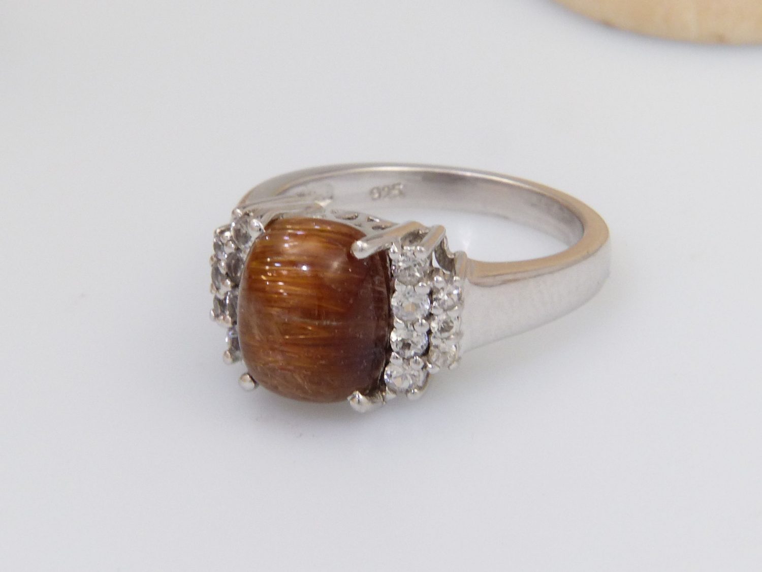 Vintage rutile quartz solid silver ring 7