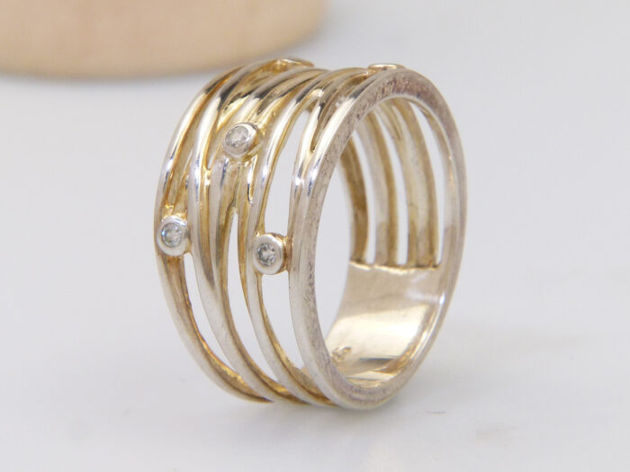 Vintage silver nest ring wrapped ring quartz 10